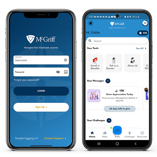 McGriff Journey Mobile App Screens